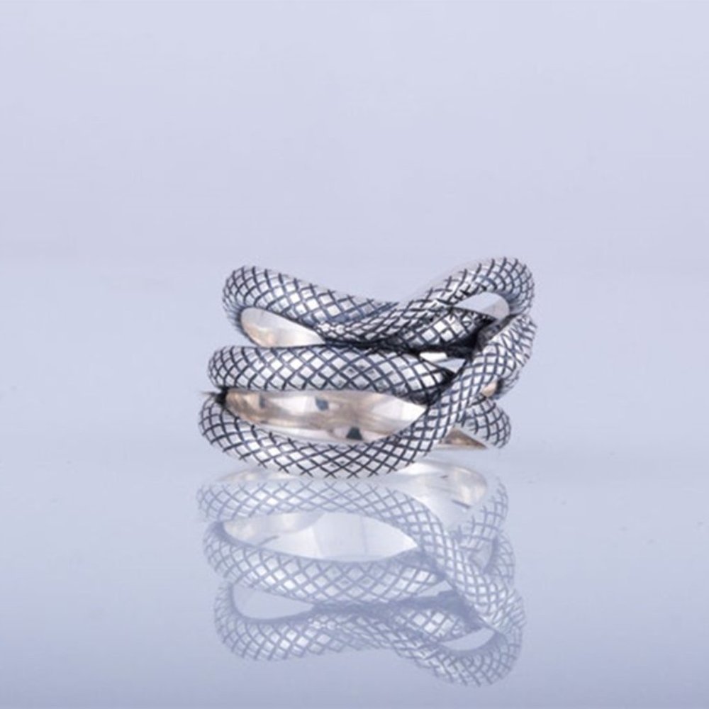 🎁Trendy Multi Layer Snake Vintage Carved Silver Fashion Ring Women, UNVN12123 - Picture 5 of 7